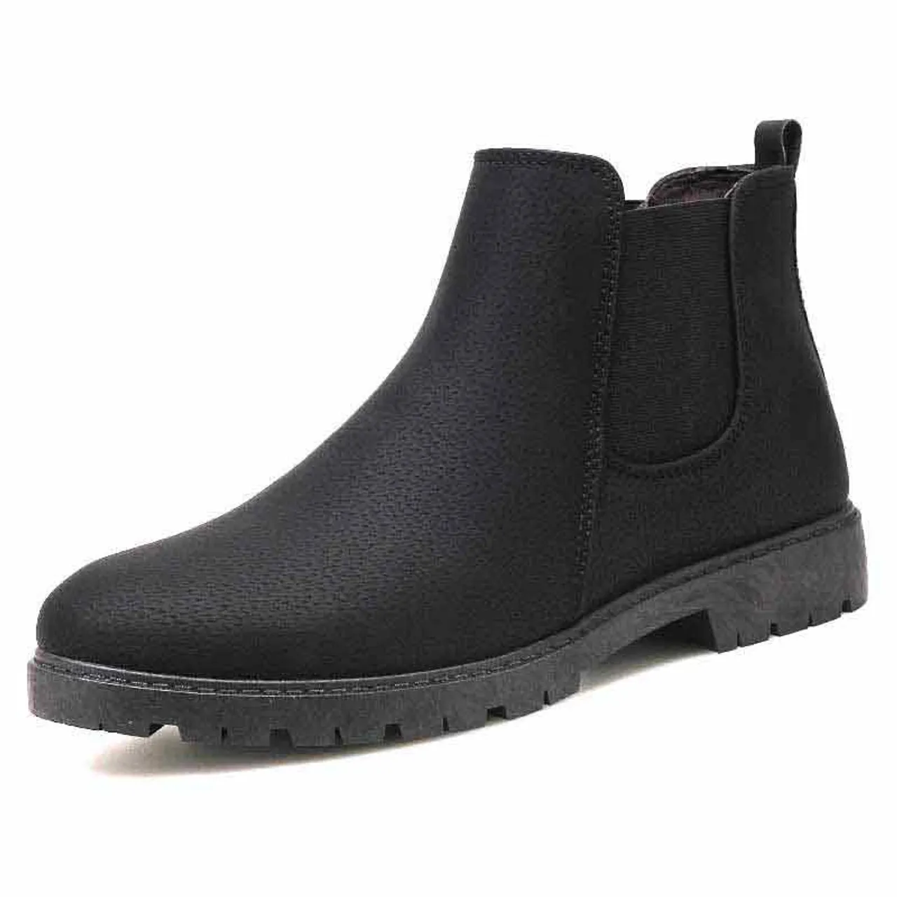 Black plain design slip on shoe boot