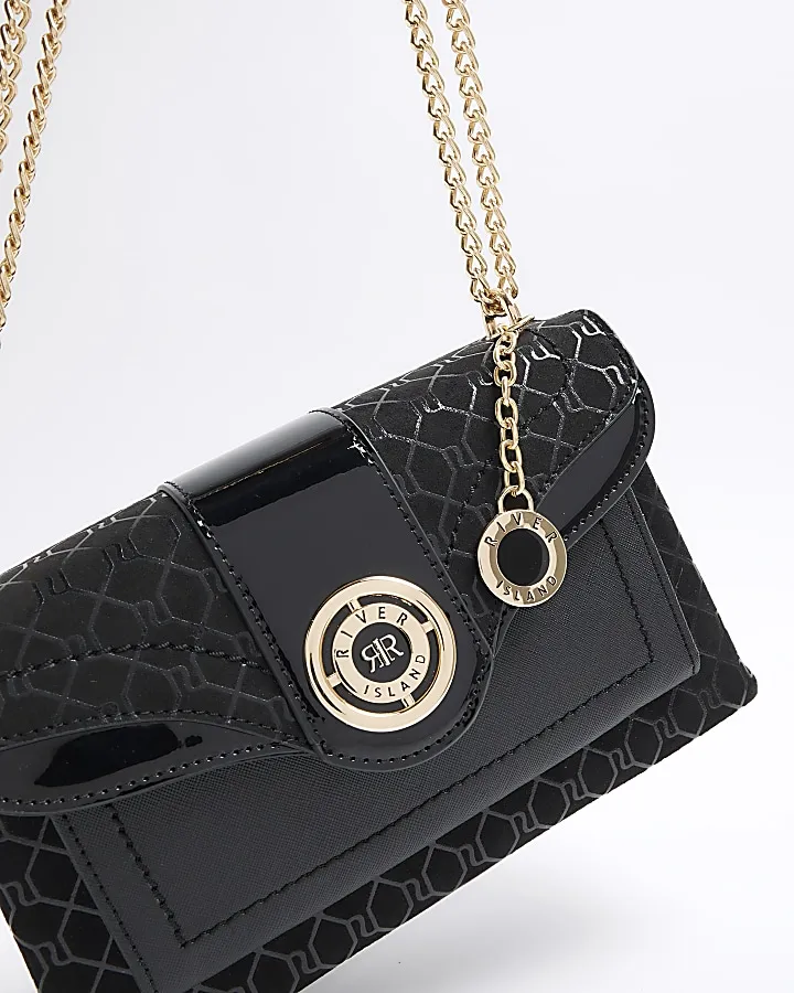 Black RI monogram chain shoulder bag
