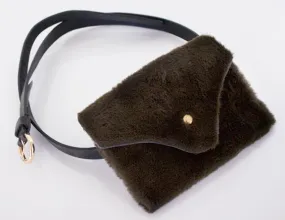 Blue District Belt Fraser With Vegan Faux Fur Pouch Green