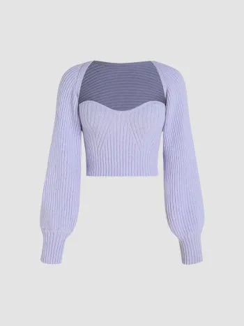 Cider  |Casual Style Long Sleeves Plain High-Neck Cropped Tops