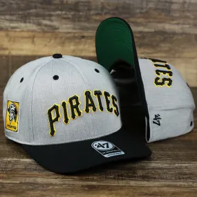 Cooperstown Pittsburgh Pirates Wordmark  Green Bottom 1980s Logo Pirates Side Patch Dad Hat | Gray Dad Hat