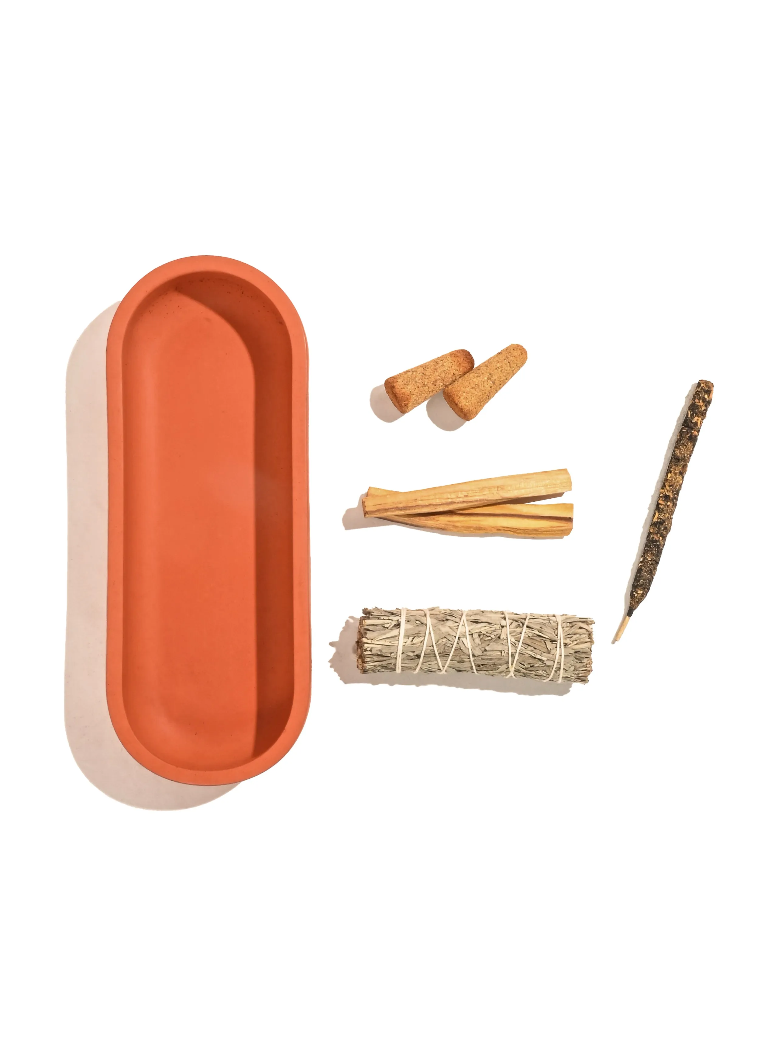 Elongated Oval Concrete Incense Burner