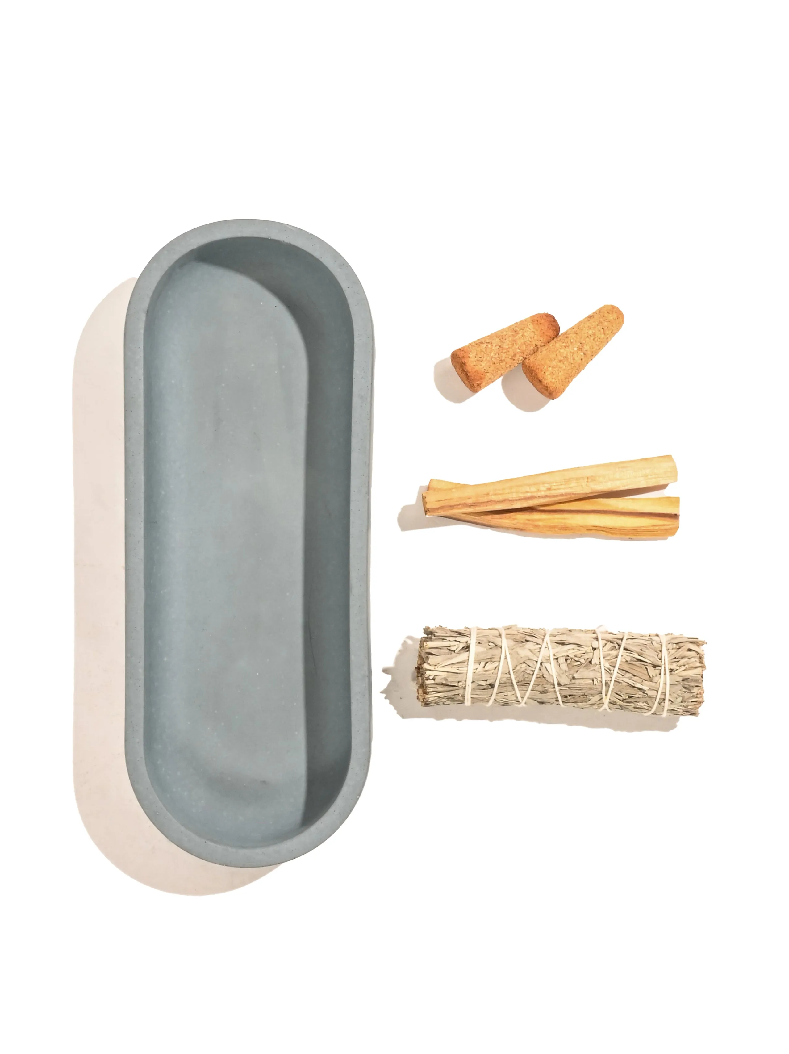 Elongated Oval Concrete Incense Burner