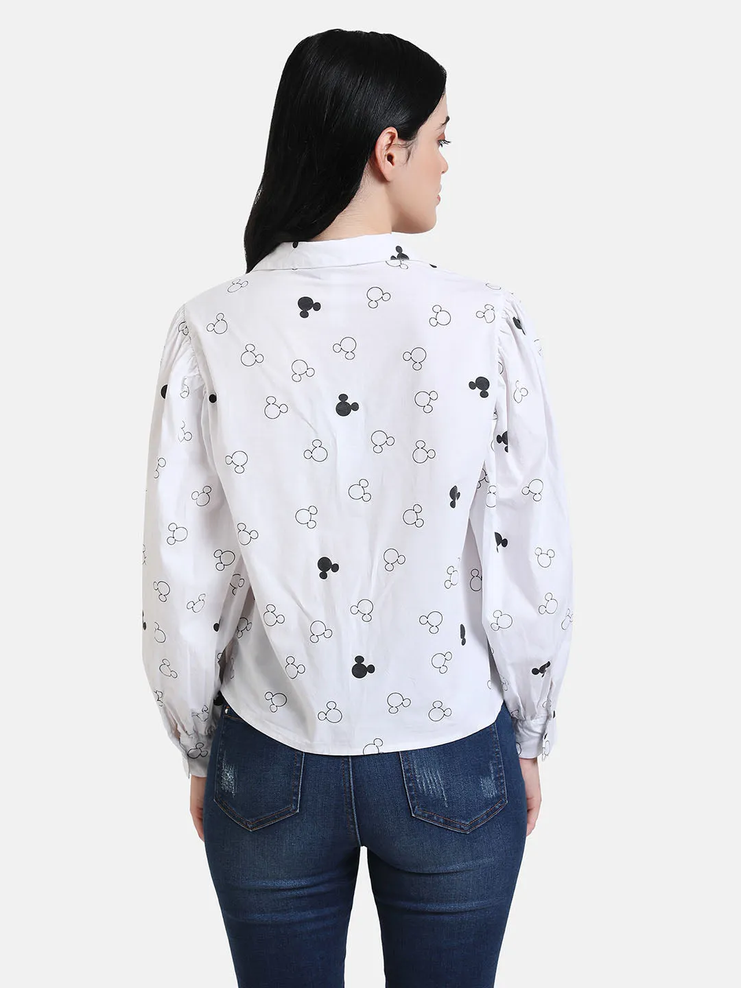 Mickey Mouse Print Sequin Shirt