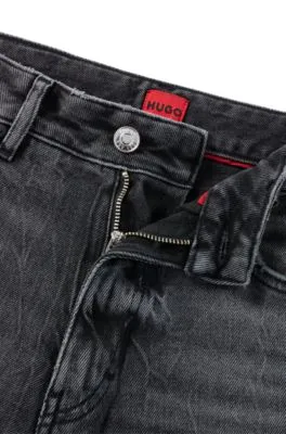 Mom-fit jeans in dark-gray comfort-stretch denim