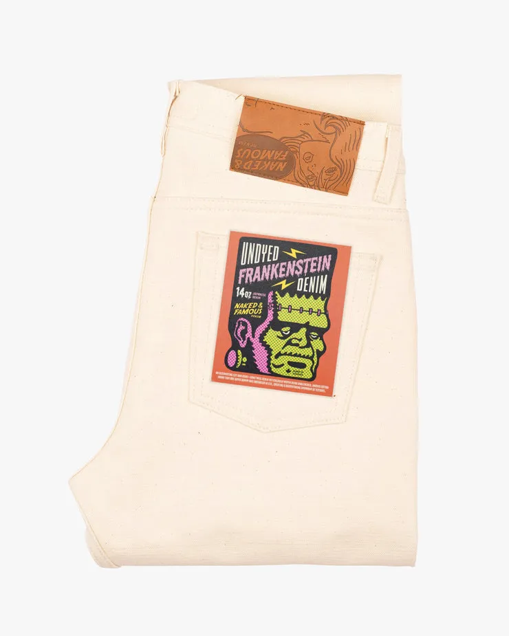 Naked & Famous Denim Weird Guy Regular Tapered Mens Jeans - Undyed Frankenstein Denim