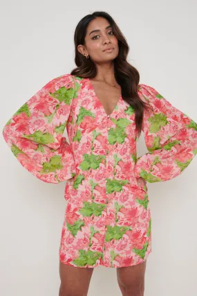 Naya Chiffon Mini Dress - Patchwork Floral