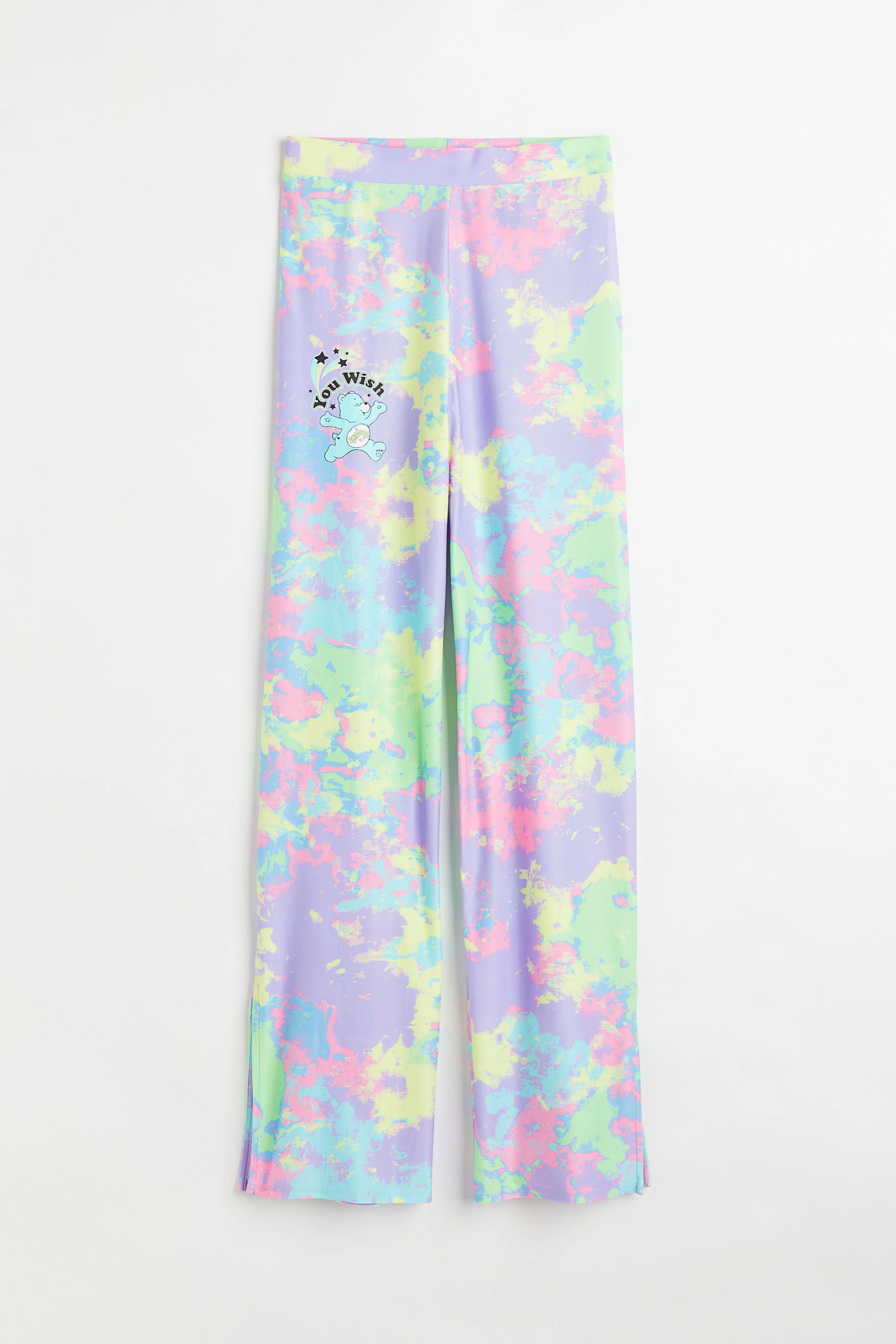 Patterned print-motif jersey trousers - High waist - Long - Light purple/Care Bears - Ladies | H&M GB