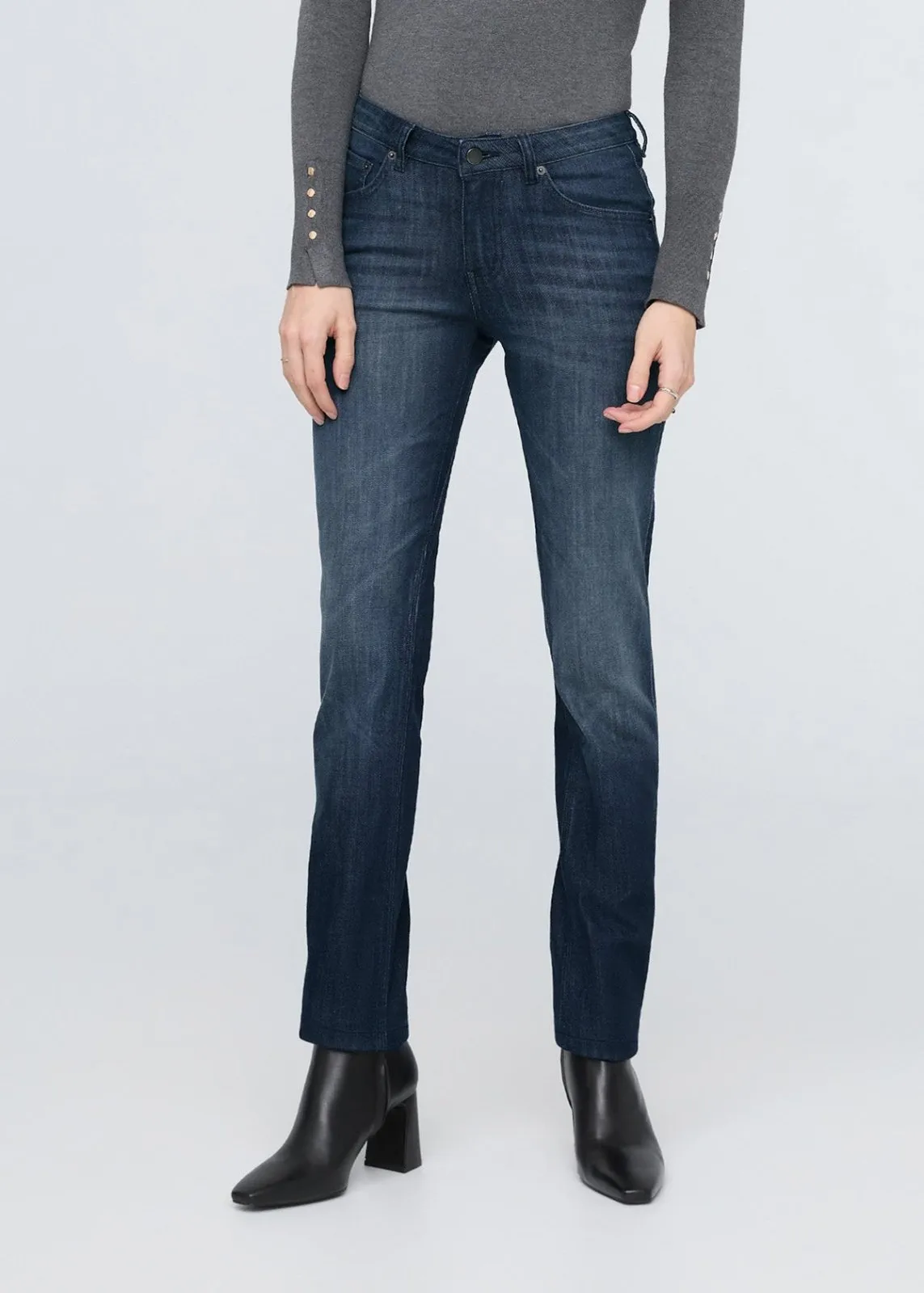 Performance Denim Mid Rise Slim Straight - Nostalgia Tone