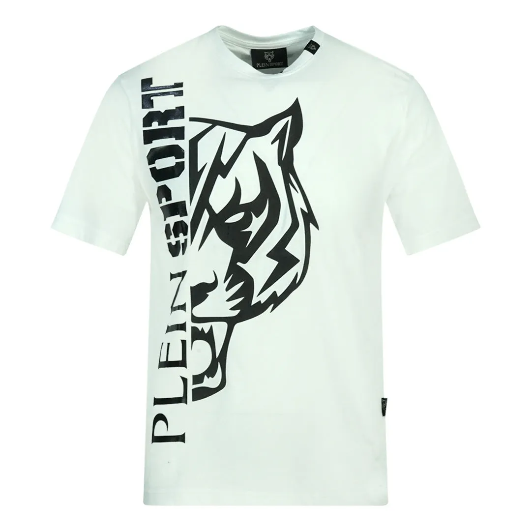 Philipp Plein Sport Tiger Side Logo White T Shirt