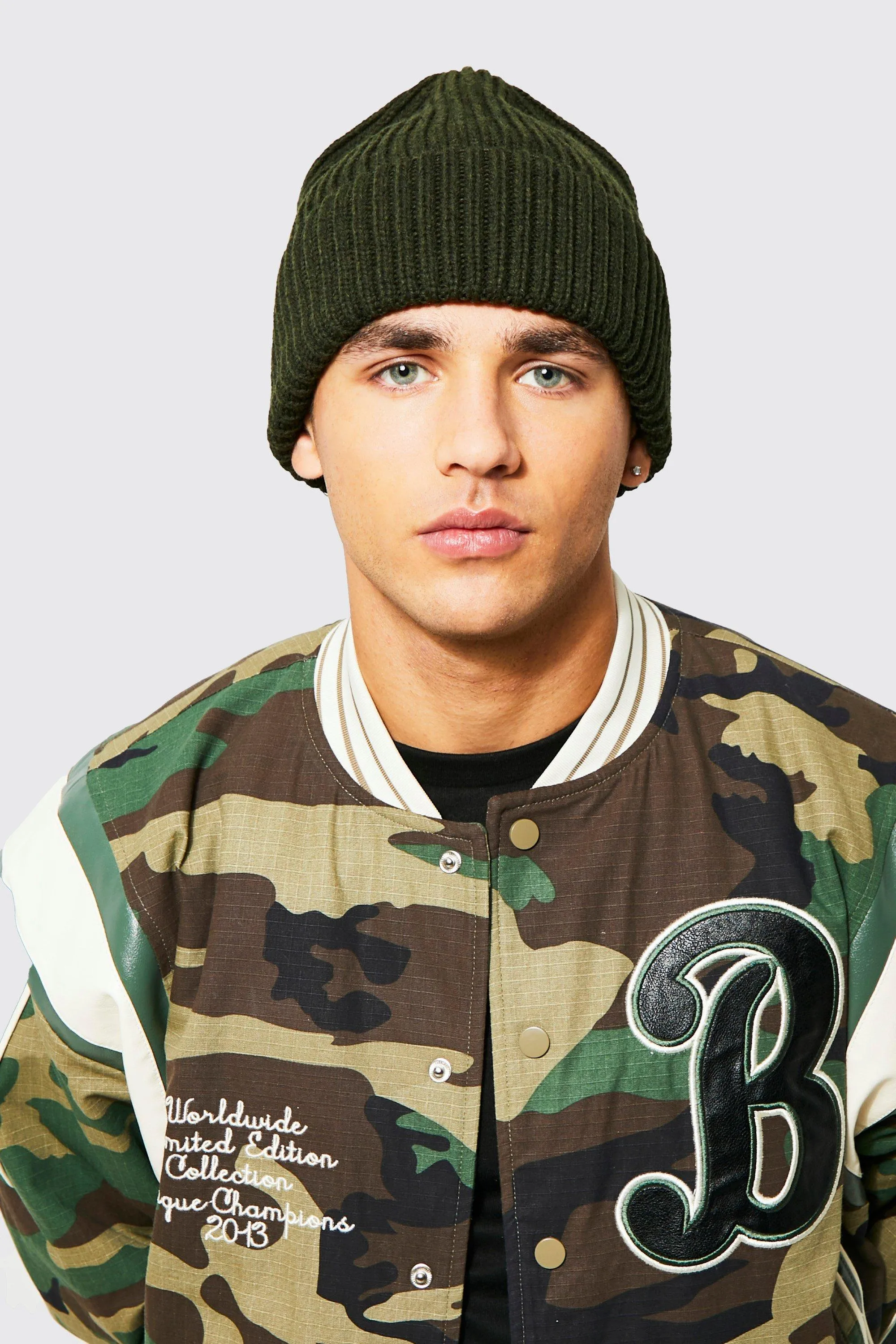 Ribbed Oversized Beanie | boohooMAN UK